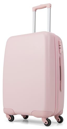 GOPLUS Valise Enfant à roulettes, 20 Valise Cabine Coque Rigide en PC, Poignée Réglable, Bagage à Main avec Serrure TSA, Autocollants Décoratifs, 35L Valise de Voyage Rose pour Garçon/Fille