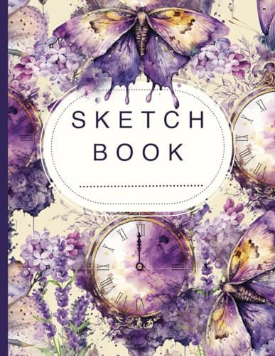 Butterflies and Lilacs Sketch Book: For Drawing Sketching and Doodling. 120 pages, large 8 1/2 x 11 inch size. Blank pages for kids, girls, boys, women, and men.