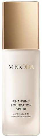 MERODA® Changing Foundation SPF 30 [LIGHT TO MEDIUM SKIN] - Foundation Color Changing - Farbwechselnde Foundation für Reife Haut - Make Up Hautton Anpassend - Foundation Gesichts Make Up