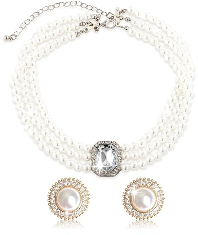 Roaring Good Time Royal Beaded Necklace Choker Vintage Necklaces for Women Girls Bead Choker Necklace Prom Wedding Bridal Shower Accessories