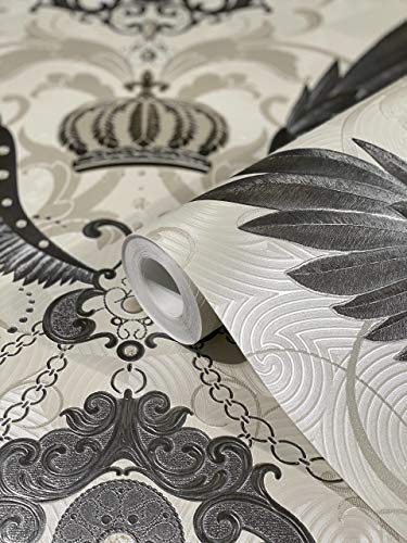 tapet Beige Silver ädelsten Crown Wings Classic Collection Glööckler Imperial by marburg för sovrum vardagsrum eller kök Tillverkad i Tyskland 10,05m X 0,70m 54456 Känd från tv!