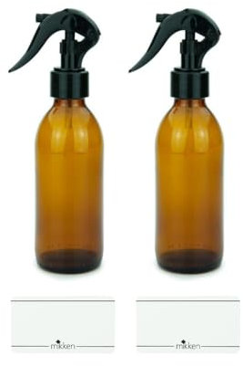 mikken 2 Sprühflaschen 200 ml Glas braun mit Etiketten