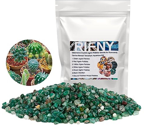 RIFNY Decorative Polished Rocks, 0.3 Gravel Rocks Crushed Crystal for Plant Flower Pots Succulents Cactus Bamboo Plant Vase Filler Aquarium Fish Tank Decorations and DIY Craft (1.5 LB, Green)