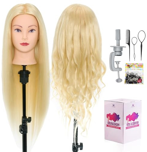 Neverland Beauty stylinghuvud träningshuvud 71cm 60% människohår, frisörträningshuvuden för frisörer träningshuvud med hållare + DIY hårset