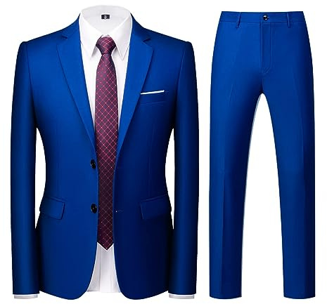 KUDORO Costume Homme 2 pièces Slim Fit à Deux Boutons Blazer Pantalon | Smoking Men Suits 2 Piece pour Mariage Business Fête Confort Elégant