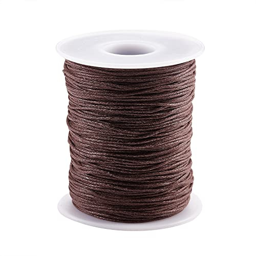 UR URLIFEHALL 100 Yards Saddle Brown 1mm Waxed Cotton Cord Macrame Waxed Beading Thread String for Jewellery Making Leather Craft DIY