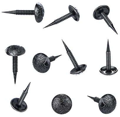 Homdire Upholstery Tacks with Small Head, 5/16 inch Vintage Furniture Tacks Nails for Upholstery, 200pcs Mini Decorative Nails with Threaded Leg, Sofa Tacks for Woods (Gray Black)