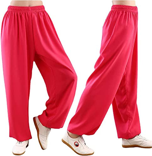 WoCOyo Tai Chi Hosen Unisex Einfarbig Freizeit Gemütlich Baumwolle und Leinen Kampfsport Training Hose Haltegurt Elastisch Kung Fu Hosen Weich und Atmungsaktiv Shaolin Yogablüher,005,XXS