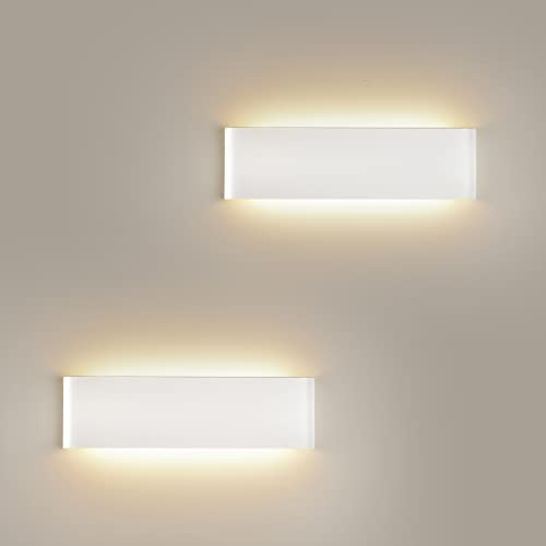 YCZM Applique da interno bianca led luce calda 18W Lampada da Parete Moderno Applique LED 2160 Lumen Superluminoso Bianco Caldo Lampada da Parete LED 31CM Lampada a Muro Per Soggiorno