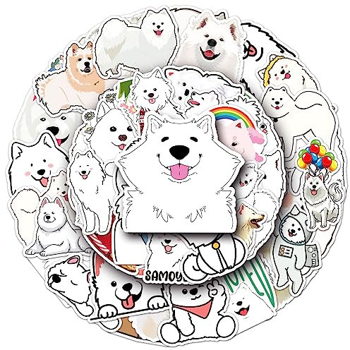 Samoyed Stickers for Laptop (Pack of 50), Gift for Children, Teenagers, Adults, Boys, Samoyed Stickers, Waterproof Vinyl Stickers for Scrapbooking, Skateboard, Car, Luggage