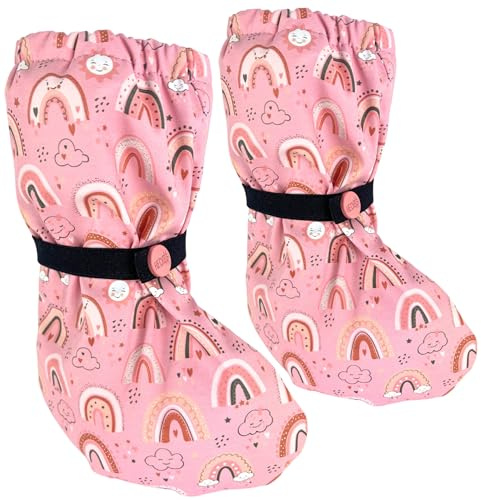 HECKBO baby rain booties without fleece rain shoe covers - rainbow pink - 18-24 months - overshoes crawling shoes