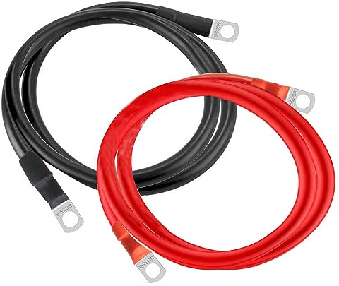 Idota Cable Batería 35mm²/2AWG 100cm Bateria Cable Coche 12 V con Abrazaderas de Anillo M8 para Automóviles, Motocicletas, Caravanas Solares, Marinos(100cm)
