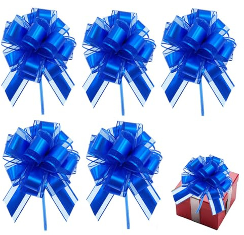 Rakiuty Fiocco di Decorazione Natale,Natale Fiocchi Regalo,Fiocchi Regalo Grandi,Fiocchi Decorativi,Fiocchi Regalo di Nozze,Fiocco Decorazione Farfalla Nastro Regalo per Natale,Feste,5 Pezzi (Blu)