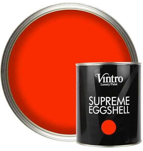 Vintro Paint Eggshell for Walls, Wood, Trim | Satin Furniture Paint | Interior & Exterior Use | 1 Litre (Bright Red - Racing Red)