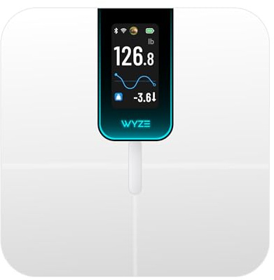 Wyze Scale Ultra, Smart Scale with 4.3 Color Display, Digital Bathroom Scale for Body Weight BMI Muscle Mass Composition, Wi-Fi & Bluetooth Body Fat Scale with Heart Rate- White