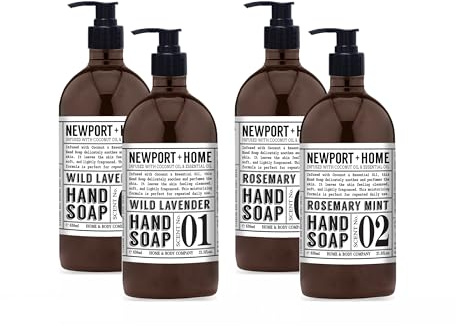 Newport Home Hand Soap, Wild Lavender and Rosemary Mint, 21.5 fl oz, Set of 4, Home and Body Co