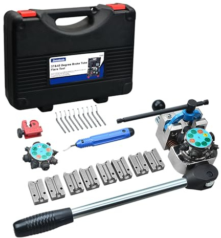 Zoomtools Professional bromsledningsverktygssats för 37 & 45 graders enkel-, dubbel- och bubbelfläns, Ø 4,75 mm/6,35 mm/8 mm/9,5 mm, flänsapparat (37°+45°)