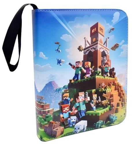 Mineccraft Sammelalbum für Karten Kartenhalter Album mit 50 Doppelseitige Seiten Karten Sammelkarten Album Ordner 400 Taschen Tragetasche Kartenordner Display Aufbewahrungstasche