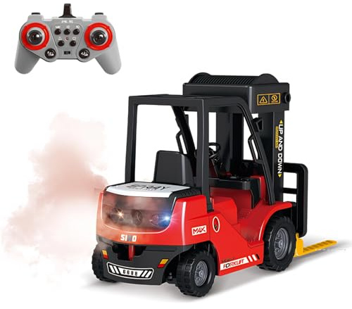 Ezweiji Chariot Élévateur Télécommandé Enfant, Engin de Chantier RC Jouet avec Fonction de Levage Réaliste, Voiture Radiocommandée 2.4GHz avec Sons et Lumières, Cadeau Garçon et Fille 3-8 Ans