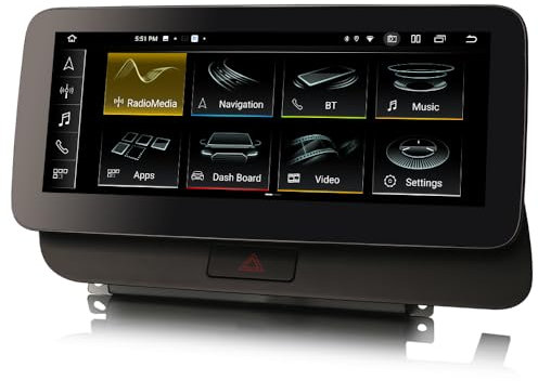 GONFEN 8-Kern 4GB+64GB Android 13 Autoradio GPS Navi für Audi Q5 2009-2016 mit 10,25 Zoll Bildschirm Bluetooth 5.0 Kabelloses Carplay Android Auto DAB+ WiFi 4G LTE USB DSP MMI Radio TPMS DVR