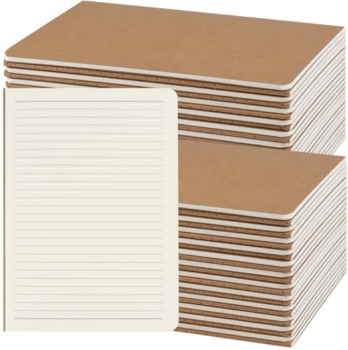 ZCZN Cuadernos A5 Rayados de Kraft Paquete 48 Libretas de Notas Libreta A5