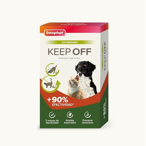 Beaphar Keep Off Gránulos Repelentes para Perros y Gatos – Uso Exterior – Protección de Jardines y Huertos – 3 Meses de Protección – con Aceites Esenciales - 2x200g