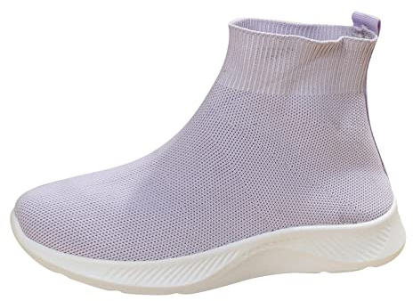 Scarpe da ginnastica alte da donna, senza lacci, in memory foam, traspiranti, in rete, chic, antiscivolo, ortopediche, sportive, leggere e comode, per palestra all'aperto, Viola, 39.5 EU