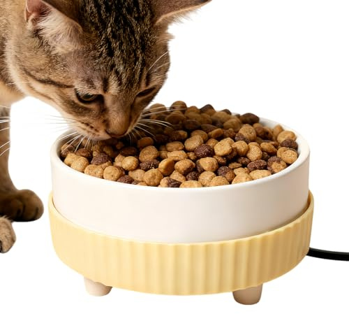 Gamelle d'eau chauffée pour chat - Distributeur de nourriture en céramique USB | Gamelle thermique pour l'eau et la nourriture | Pour chats, chiots, chatons, animaux domestiques, poules, canards