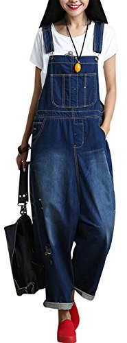 Youlee Femmes Millésime Denim Salopette Le pantalon Suspenders Style 3 Blue