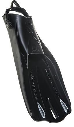 SCUBAPRO GO Sport Scuba Fin for Scuba Diving, Snorkeling and Swimming, with Bungee Open Heel Strap, Medium, Black