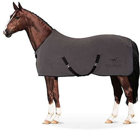 Equinate Abschwitzdecke Nevada aus Fleece mit Widerristpolster und Kreuzbegurtung 155cm Dunkelgrau