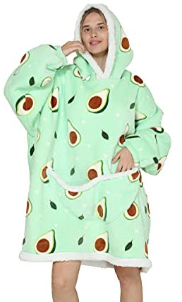 Shamdon Home Collection Oversized Blanket Hoodie,Sherpa FLeece Wearable Blanket Hoodie for Women Men,Soft and Warm Hooded Sweatshirt Adults with Giant Pocket Teenager,One Size Fits All,Avocado