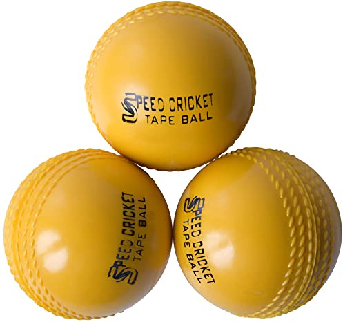 ADS Sports Palla da cricket a vento per allenamento e allenamento, 3 palline (giallo)