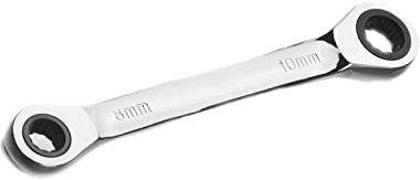 Llave de carraca de extremo de caja, llave combinada de trinquete de doble caja, llave de anillo métrica de acero al cromo vanadio endurecido (8 mm x 10 mm)