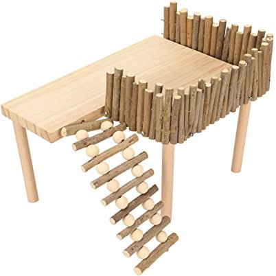 Hamster-Plattform mit Kletterleiter Hamster-Kletterplattform Dekorative Meerschweinchen-Plattform Holz-Spielplatz FüR Kleine Haustiere mit Leiter FüR Golden Bear Sugar Glider Guinea