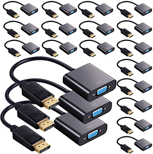 Yunsailing 20 Pack DisplayPort to VGA Adapters Gold Plated Compatible with Laptop Monitor PC Projector
