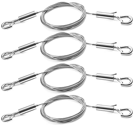 SIDENUO Adjustable Picture Hanging Wire 4PCS Mirror Frame Kit,Heavy Duty Stainless Steel Rope 3m x1.5mm for Mirrors,Frames,Artwork,Light Lamp,Billboards,Basket Flowerpot Hold Up to 30kg(66lb)