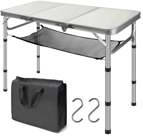 CPROSP Campingtisch Klappbar 90 * 40cm, Koffertisch Camping Faltbar, Camping Tisch, Markttisch Höhenverstellbar 26-70cm
