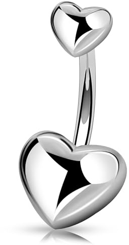Melighting Anello per Ombelico in Titanio, Anelli per Ombelico a Cuore, Gioiello per Piercing per Ombelico, Barra per Ombelico a Bilanciere Filettata Internamente per Donne, 14G 12mm, Titanio