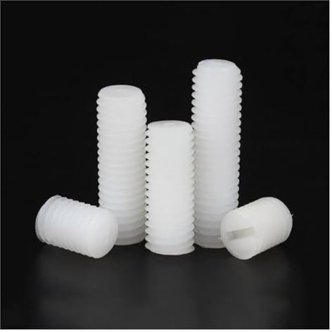 Filetage métrique M3 M4 M5 M6 M8, Nylon Blanc, Plastique isolé, Pointe Plate Fendue, sans tête, vis de réglage, 10 à 50 pièces(20mm,10pcs M6)