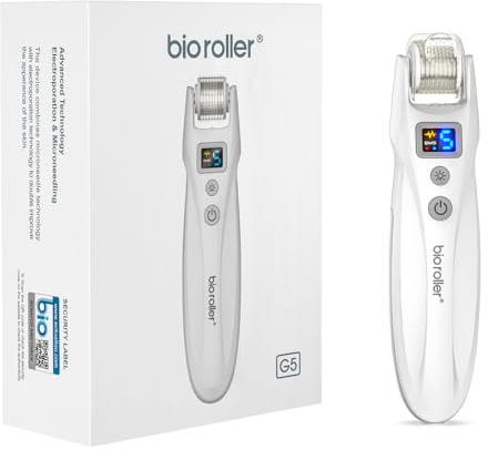Ainael G5 Microneedling Roller Pen — Kit Microneedling Elettrico, 5 Livelli EMS & Vibrazione LED Rosso & Blu, adatto per Viso, Corpo, Capelli & Barba – 2 Cartucce