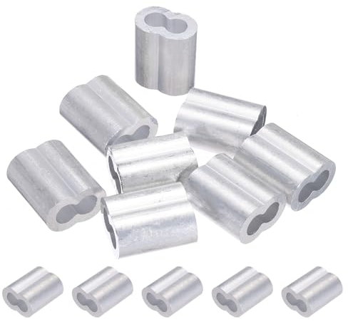 PATIKIL 8mm (5/16) Manicotti Fune Compressione in Alluminio, 8 Pezzi Manicotti per Cavi Anelli per Cavi Metallici Ghiera Crimpatrice per Montaggio Ringhiera, Tono Argento