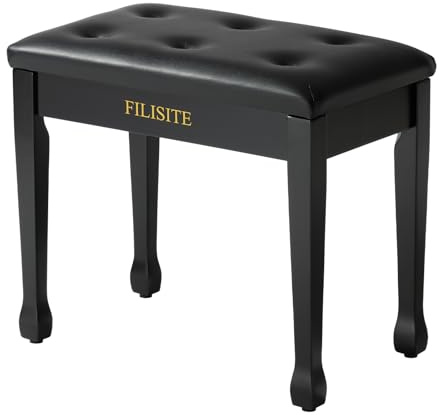 FILISITE Piano Bench with Waterproof Padded Cushion, Makeup Stools for Vanity, Bench for Living Room/Bedroom XJ580-2 (Black)