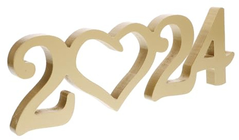 DIYEAH 2024 Ornaments Plates Greeting Card Display Stand Prom Risers Happy Booth Wedding Letters School Decor Picture Congrats Console Graduation Welcome LED Sign Plaque Pre Golden Wooden