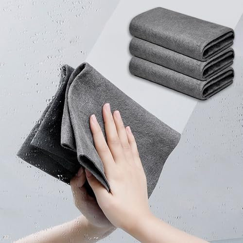 CATOR Paños de limpieza mágicos para vidrio, 3 piezas, trapo de limpieza de vidrio reutilizable, súper suave, sin rayas, lavable, para el hogar, cocina, ventana de vidrio de coches
