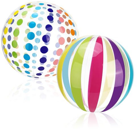 Quuylin Wasserball Aufblasbar, 2 Stück Bunt Gestreifter WasserbäLle, 40cm Strandball, Sommer Schwimmball Wasserspielzeug für Kinder Erwachsene Strand, Pool Party, Outdoor-Aktivitäten (A)
