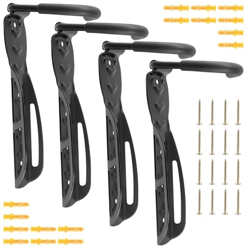 CHUENKUK 4 pieces 26 x 9.5 cm black bicycle wall mount, bicycle mount wall, bicycle hanger wall mount for garage, indoor, bicycle shops and basement