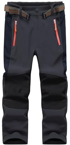 Macker Jones Pantalon Ski Enfant Imperméable Hiver Pantalon Randonnee Doublé Polaire Thermique Softshell Outdoor