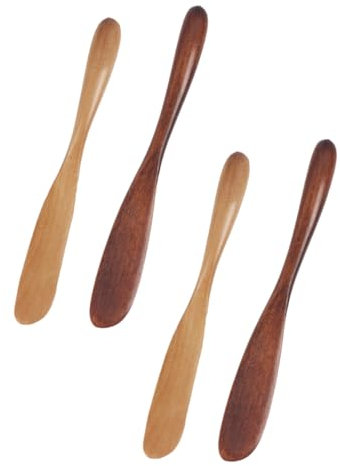 DEARMAMY 4 Pezzi Raschietti Legno per Crema Strumenti Pratici per Applicazione Maschere e Cosmetici per e Skincare Design Compatto e Maneggevole per Viaggi