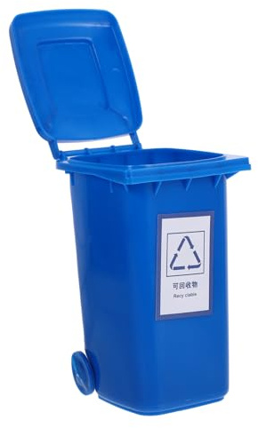 HEALSOPTHY Desktop Mini Trash Can Small Waste Bucket Blue Decorative Storage Bin for Office and Home Use
